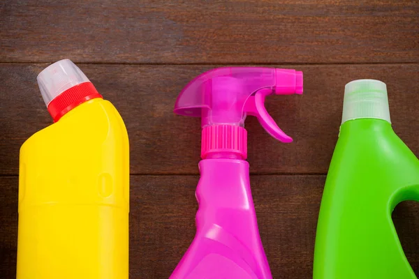 Detergent bottles and spray bottle — Stock Photo, Image