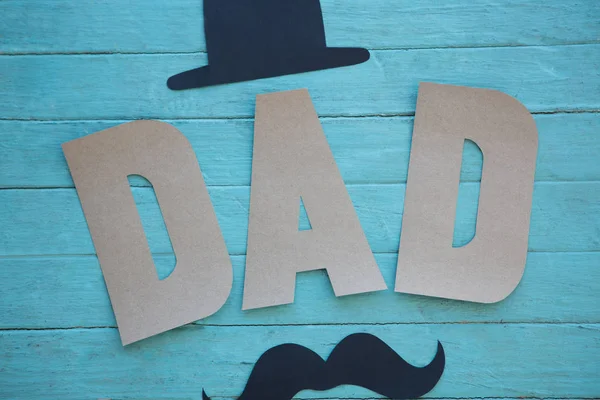 Papá texto con bigote y sombrero en la foto — Foto de Stock