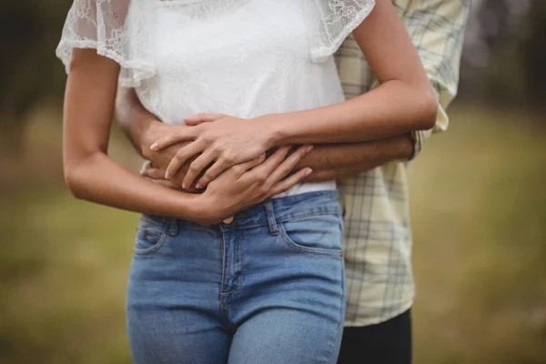 Couple embracing at olive farm — Stock Photo, Image