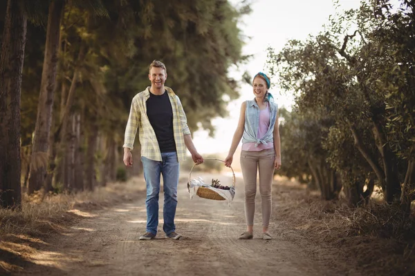Par redovisade korg medan promenader — Stockfoto