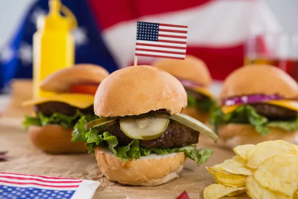 Burger decorato con tema 4 luglio — Foto Stock