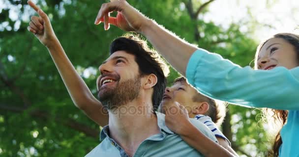 Familjen njuta av tiden tillsammans i parken — Stockvideo