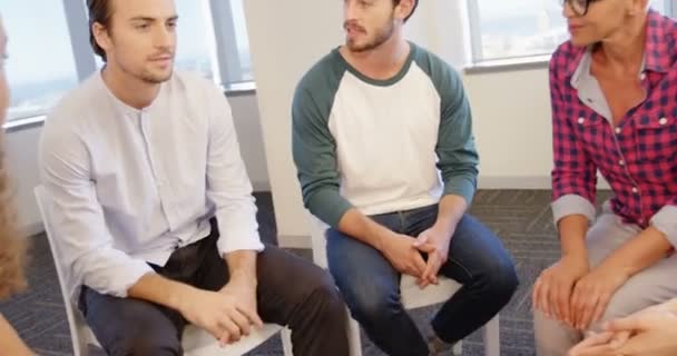 Creative business team consoling upset colleague — Stock Video
