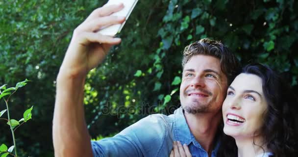 Romantic couple taking selfie from phone — Stock Video