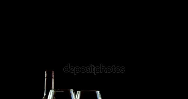 Rode wijn geserveerd met olijfolie tapas en crackers — Stockvideo