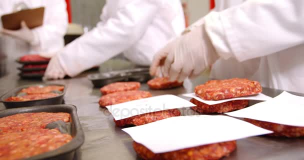 Team of butchers working — Stock Video