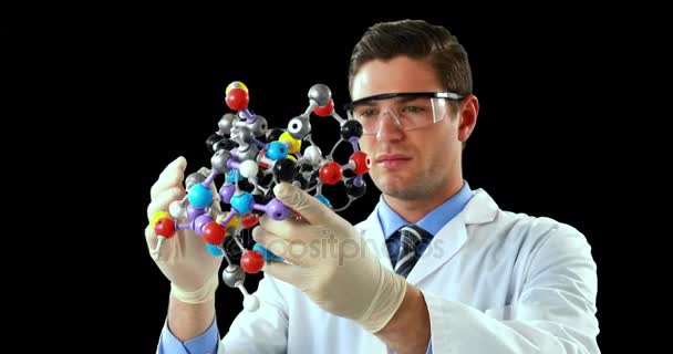 Wetenschapper experimenterende molecuul structuur — Stockvideo