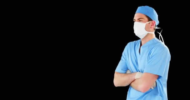 Fütüristik dijital ekran kullanıyor gibi davranarak cerrah — Stok video