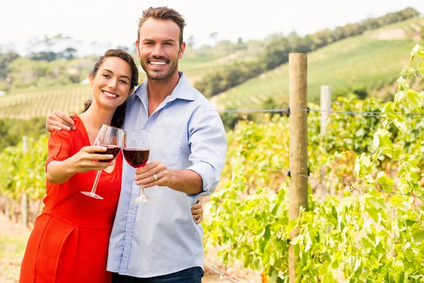 Feliz pareja tostando vino — Foto de Stock