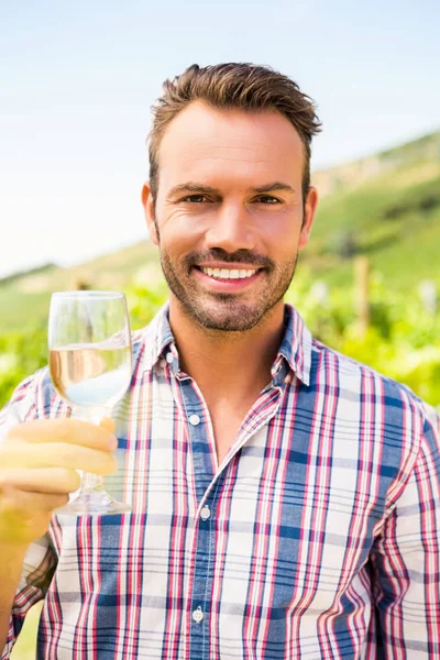 Hombre sosteniendo copa de vino — Foto de Stock