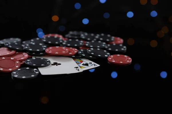 Playing cards and poker chips — Stock Photo, Image