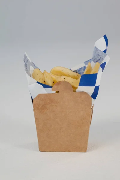 French fries in take away container — Stock Photo, Image