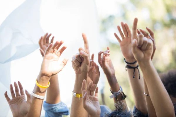 Hayranları Müzik Festivali'nde kaldırdı kollarını — Stok fotoğraf