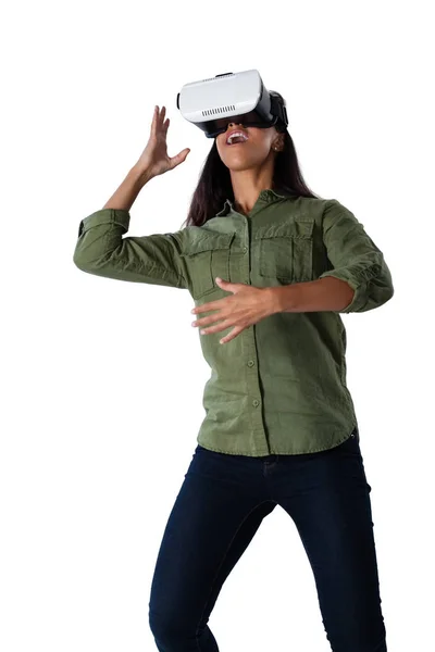 Frau mit Virtual-Reality-Headset — Stockfoto