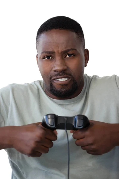 Hombre con joystick jugando videojuego — Foto de Stock