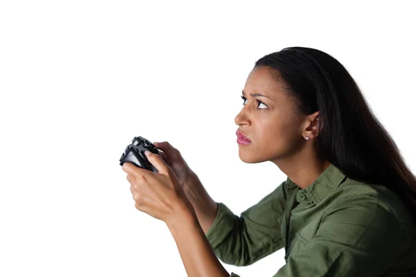 Kvinna som spelar TV-spel — Stockfoto