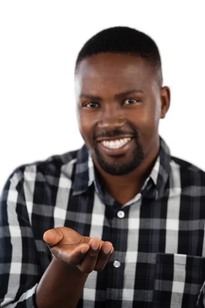 Homem feliz gesticulando — Fotografia de Stock