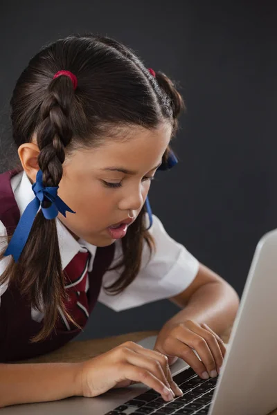 Schoolmeisje met behulp van laptop — Stockfoto