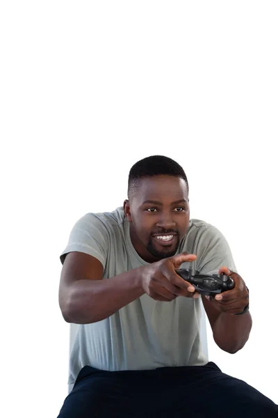 Homme avec joystick jouer jeu vidéo — Photo