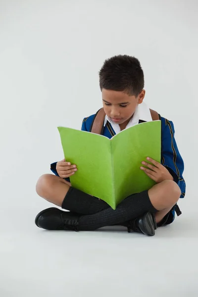 Schoolboy reading book — Stock Photo, Image