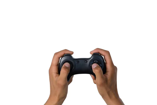 Male hands holding joystick — Stock Photo, Image