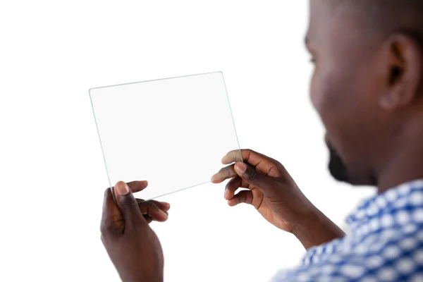 Man using futuristic digital tablet — Stock Photo, Image