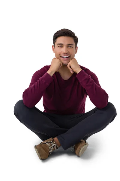 Geschäftsmann sitzt mit der Hand am Kinn — Stockfoto