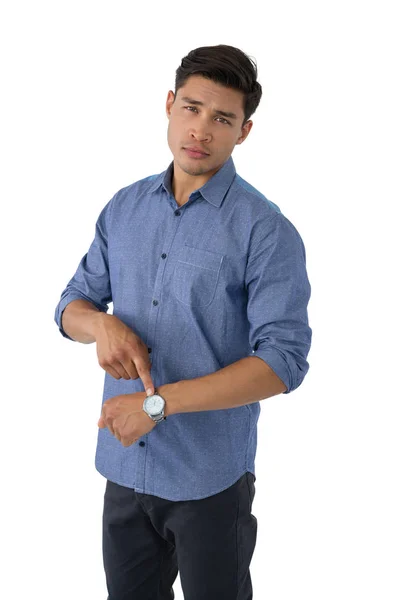 Young businessman showing time — Stock Photo, Image