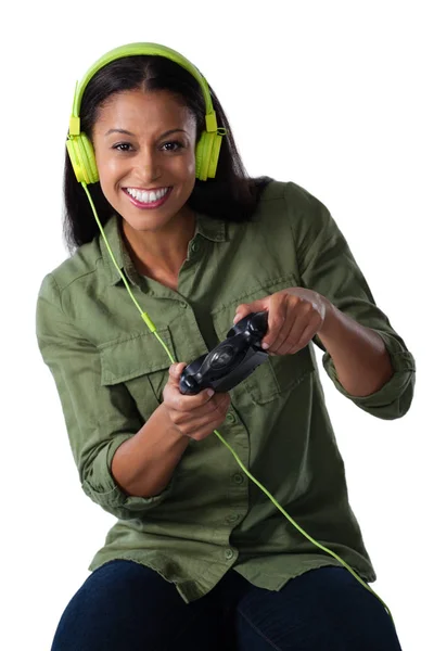 Mulher jogando videogame — Fotografia de Stock