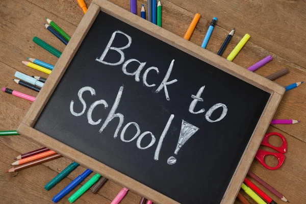 Back to school text on slate — Stock Photo, Image