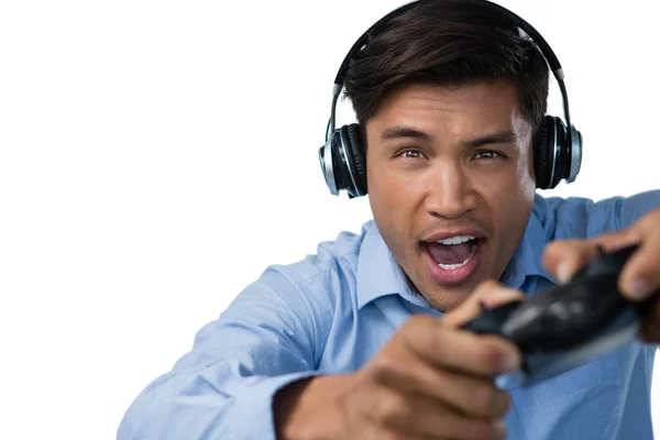 Empresario jugando videojuego — Foto de Stock