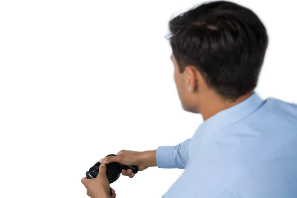 Zakenman afspelen van video game — Stockfoto