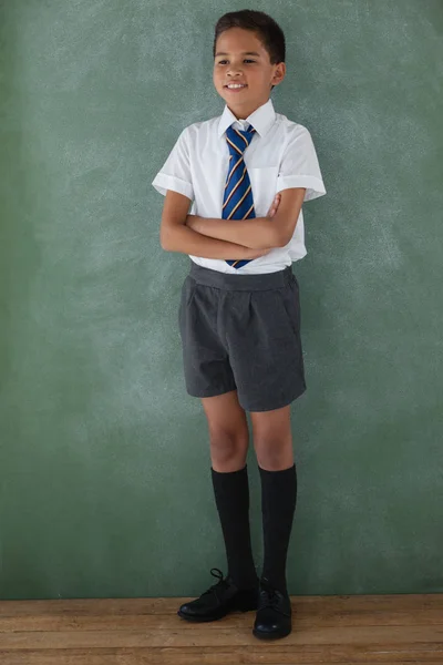 Schoolboy school uniform standing — Stock Photo, Image