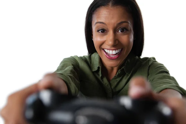 Nő videó lejátszás game — Stock Fotó