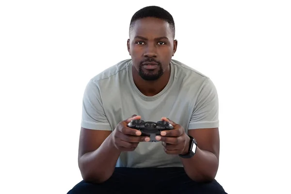 Mannen med joystick spelar videospel — Stockfoto
