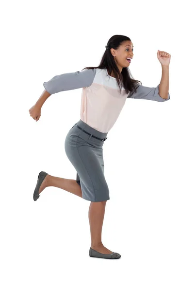Mujer de negocios emocionada corriendo —  Fotos de Stock