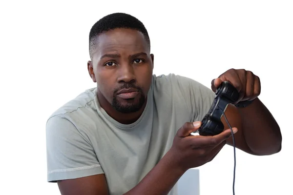 Hombre con joystick jugando videojuego — Foto de Stock