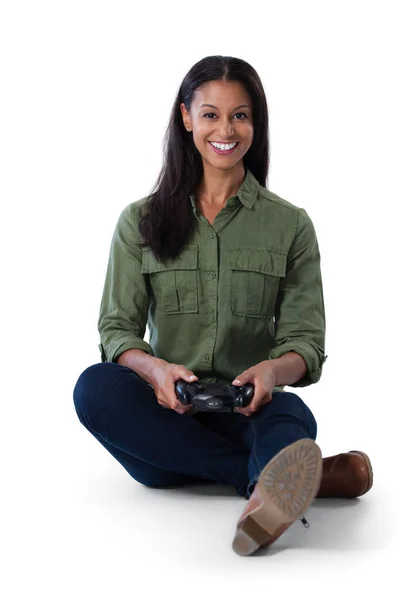 Mujer jugando videojuego — Foto de Stock