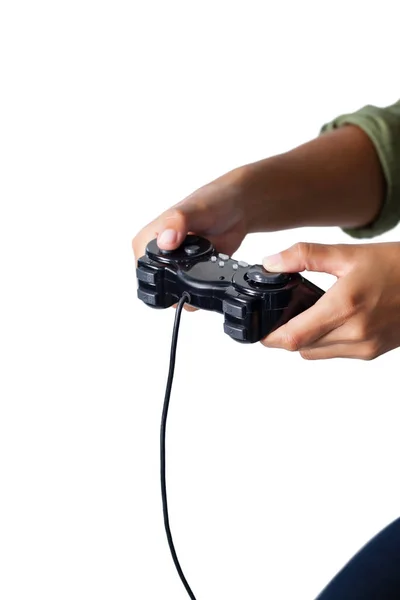 Vrouw afspelen van video game — Stockfoto