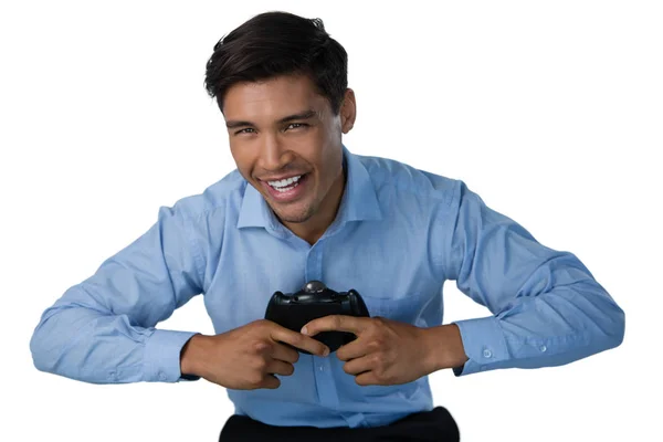 Empresário jogando videogame — Fotografia de Stock