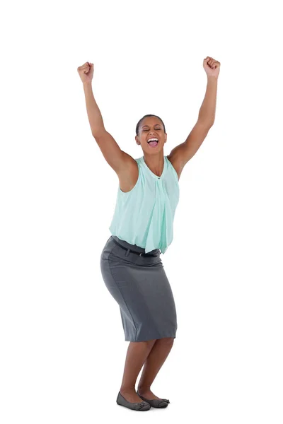 Excited businesswoman dancing — Stock Photo, Image