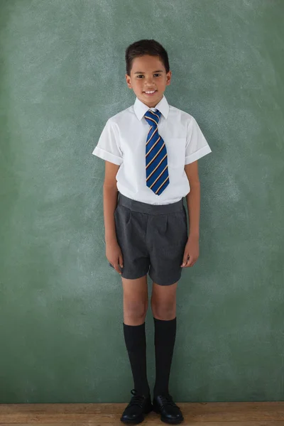 Schoolboy em uniforme escolar de pé — Fotografia de Stock