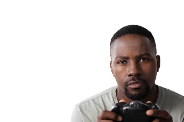 Homme avec joystick jouer jeu vidéo — Photo