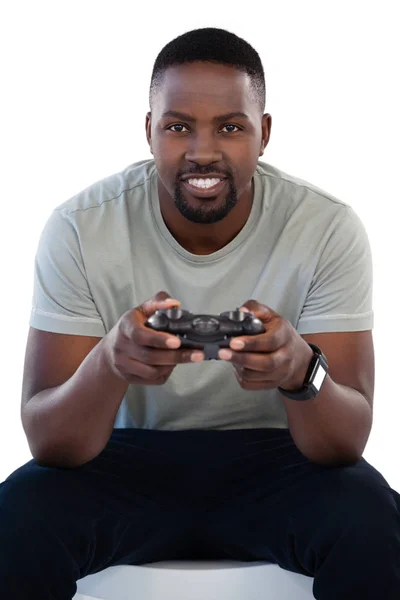 Man with joystick playing video game — Stock Photo, Image