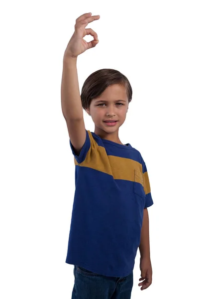 Cute boy gesturing okay hand sign — Stock Photo, Image