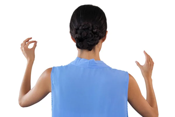 Businesswoman gesturing while standing — Stock Photo, Image