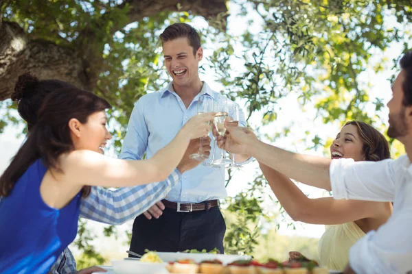 Groupe d'amis toasting champagne glasses — Photo