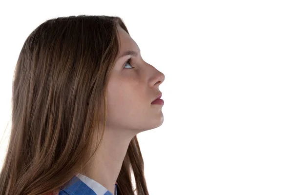 Adolescente menina contra fundo branco — Fotografia de Stock