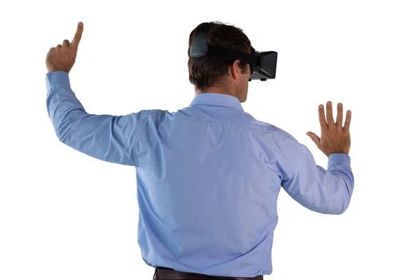 Zakenman Vr-bril wijzen — Stockfoto