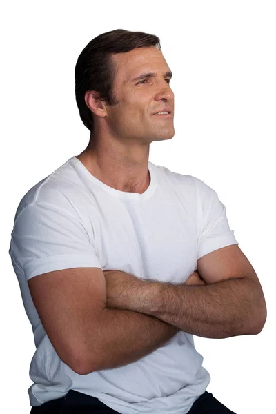 Smiling mature man with arms crossed — Stock Photo, Image